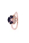 Pandora Moments Deep Purple Pansy Flower Ring In Multi