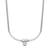 Pandora Moments Heart Clasp Snake Chain Necklace In Metallic