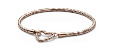 Pandora Moments Heart Closure Snake Chain Bracelet In Gold