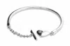 Pandora Moments Heart T-bar Snake Chain Bracelet - In Metallic
