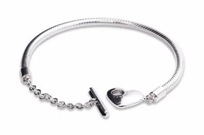 Pandora Moments Heart T-bar Snake Chain Bracelet - In Metallic