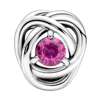 Pandora Moments October Pink Eternity Circle Charm In Silver Tone