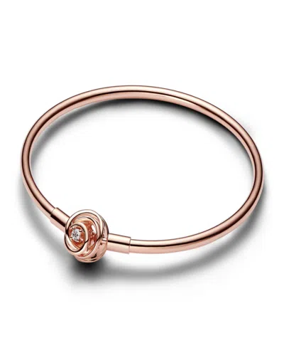 Pandora Moments Rose Gold Encircled Clasp Bangle In Pink