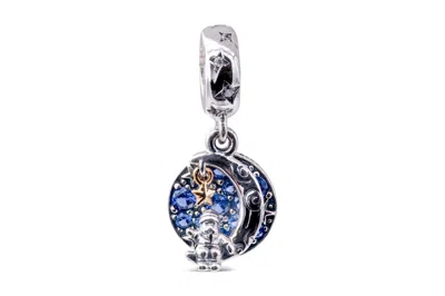 Pandora Moments Santa Claus On The Moon Double Dangle Charm In Blue