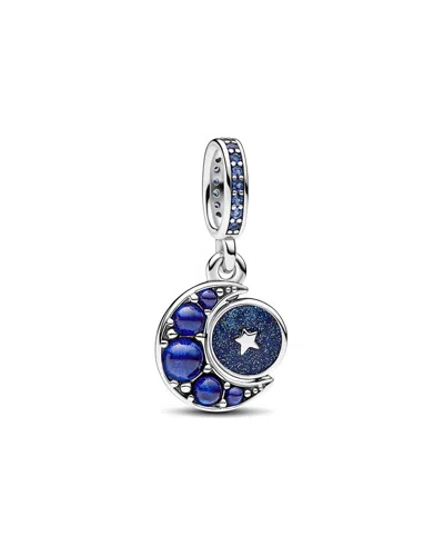 Pandora Moments Silver Charm In Blue