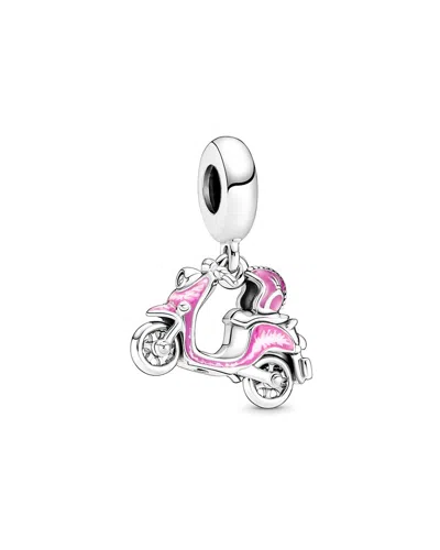Pandora Moments Silver Cz Charm In Pink