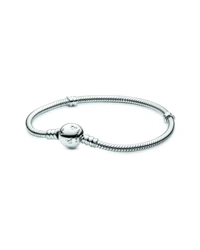 Pandora Moments Silver Cz Disney Mickey Mouse Bracelet In Metallic