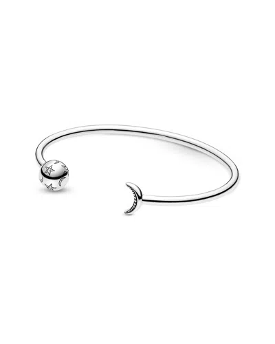 Pandora Moments Silver Cz Moon Star Bangle Bracelet
