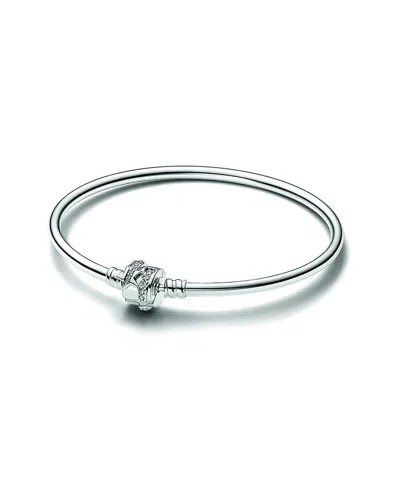 Pandora Moments Silver Cz Shooting Star Bangle Bracelet In Metallic