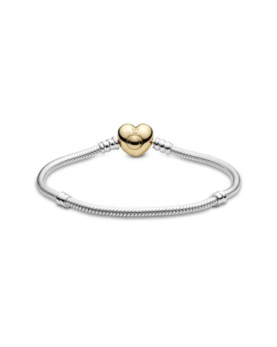 Pandora Moments Silver Heart Shine Bracelet In Gold