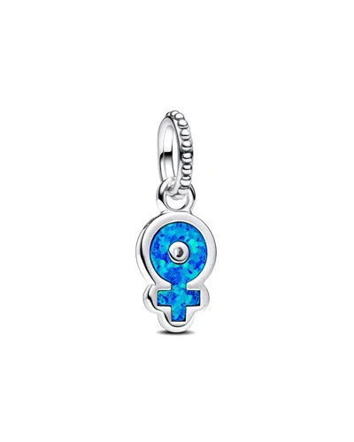 Pandora Moments Silver Opal Charm In Blue