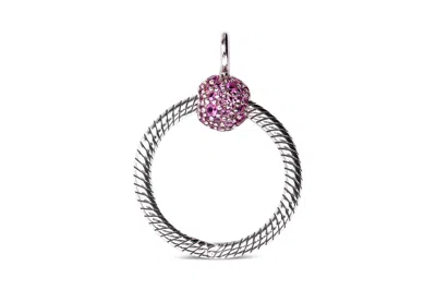 Pandora Moments Small Pink Pave O Pendant - In Silver