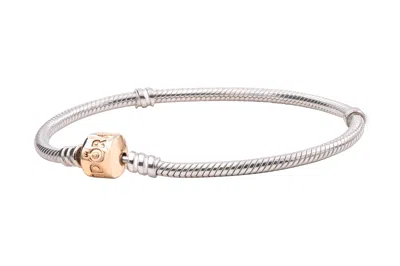 Pandora Moments Snake Chain Charm Sterling Silver 14k Bracelet In Multi