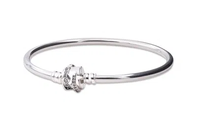 Pandora Moments Sparkling Shooting Star Clasp Bangle In Silver