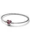 Pandora Moments Sterling Silver Marvel Spider-man Mask Clasp Bangle Bracelet In Silver