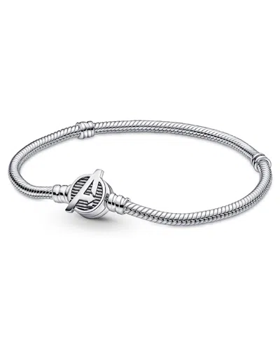 Pandora Moments Sterling Silver Marvel The Avengers Logo Clasp Snake Chain Bracelet