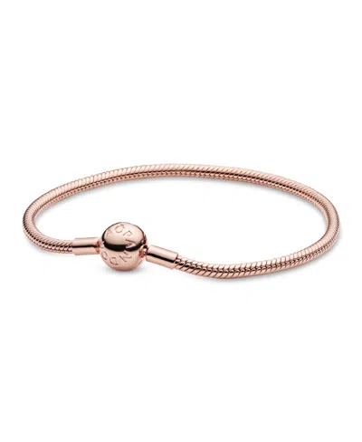 Pandora Moments Sterling Silver Snake Chain Bracelet In Rose Gold