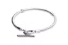 Pandora Moments T-bar Snake Chain Bracelet In Metallic