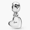 Pandora Mother And Son Splitable Silver Dangle With Black Enamel In Metallic