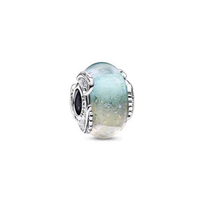 Pandora Multicolour Murano Glass & Curved Feather Charm In Green