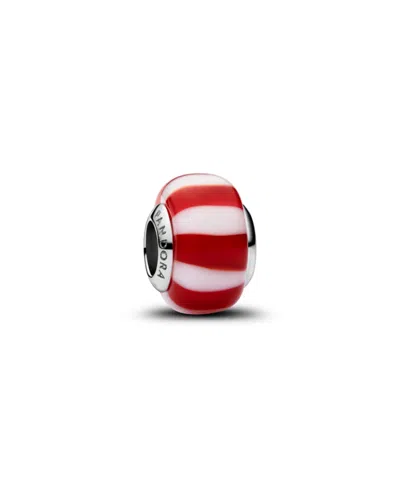 Pandora Murano Glass Peppermint Charm In Red