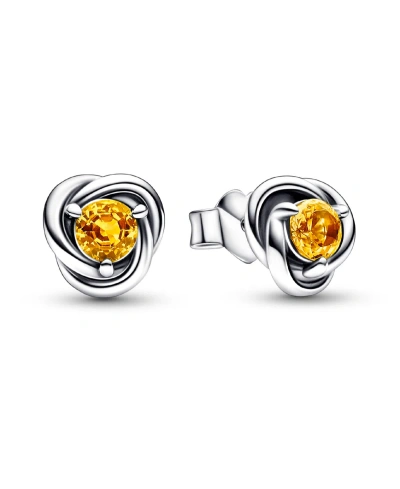 Pandora November Honey Eternity Circle Stud Earrings In Yellow