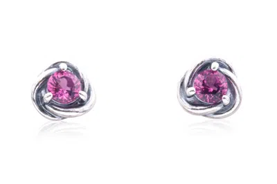 Pandora October Pink Eternity Circle Stud Earrings In Metallic
