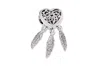Pandora Openwork Heart & Three Feathers Dreamcatcher Charm In Metallic