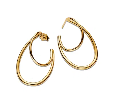 Pandora Organically Shaped Double Hoop Earrings In Gold