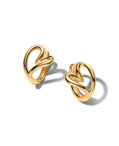 Pandora Organically Shaped Heart Small Hoop Earrings In Gold