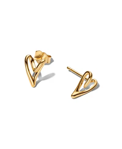 Pandora Organically Shaped Heart Stud Earrings In Gold