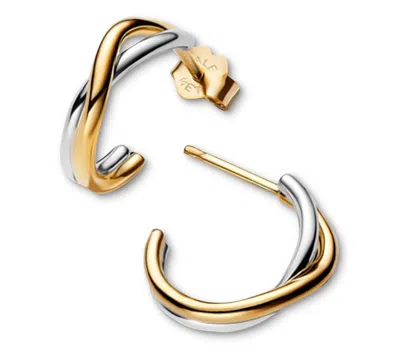 Pandora Organically Shaped Two-tone Open Hoop Earrings In Gold