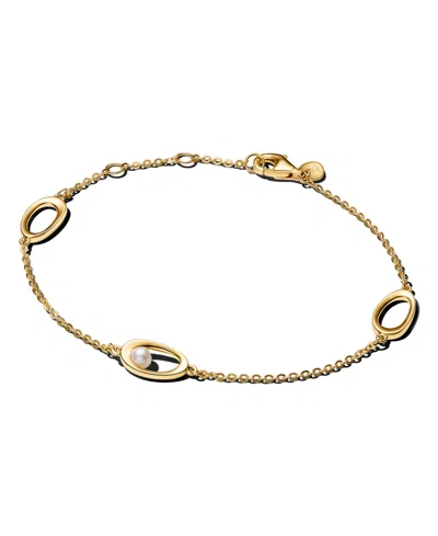 Pandora Oval Treated Freshwater Cultured Imitation Pearl Bracelet In Gold