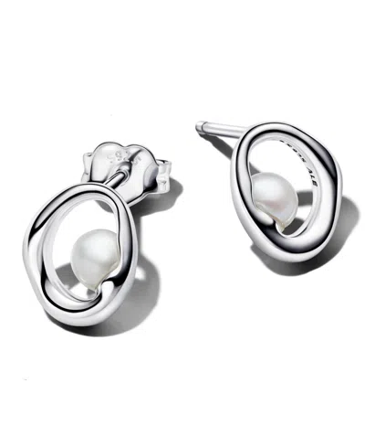 Pandora Oval Treated Freshwater Cultured Imitation Pearl Stud Earrings In Metallic