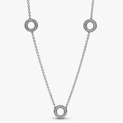 Pandora Pave Circles Chain Necklace In Sterling Silver