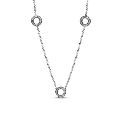 Pandora Pave Circles Chain Necklace In Silver