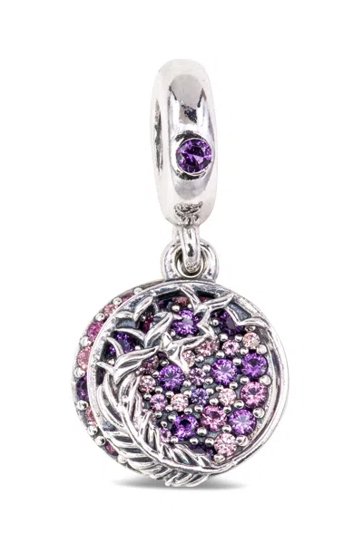Pandora Pave Feather Dangle Charm In Purple