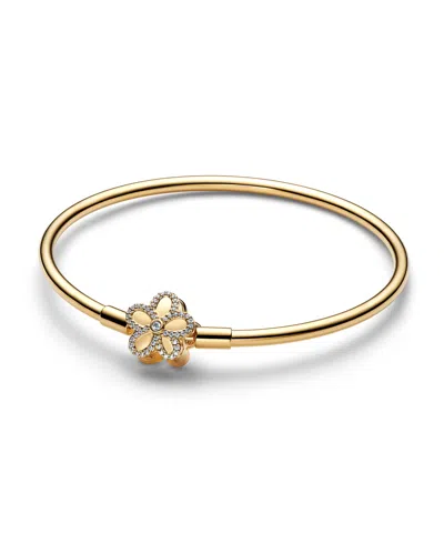 Pandora Pave Flower Bangle In Gold