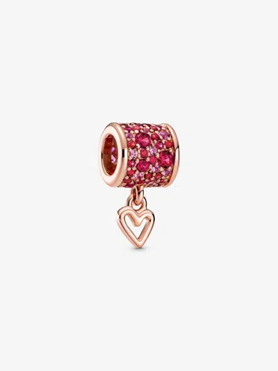 Pandora Pavé Freehand Heart Barrel Charm In Rose In Pink