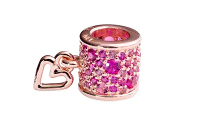 Pandora Pave Freehand Heart Barrel Charm In Pink