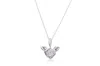 Pandora Pave Heart And Angel Wings Necklace In Metallic