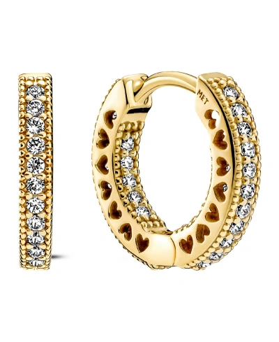 Pandora Pave Heart Hoop Earrings In Gold