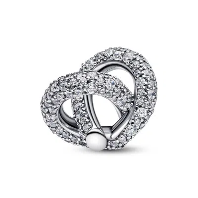 Pandora Pave Infinity Knot Heart Charm In Green