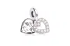 Pandora Pearlescent White Heart Double Dangle Charm In Silver