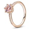 Pandora Pink Sparkling Crown Solitaire Ring In Pink