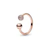 Pandora Polished & Pave Bead Open Ring In Gold