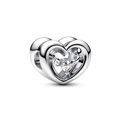 Pandora Radiant Heart & Floating Stone Charm In Metallic