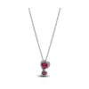 Pandora Red Halo Hearts Pendant Necklace In Sterling Silver