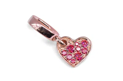 Pandora Red Pave Tilted Heart Dangle Charm In Pink