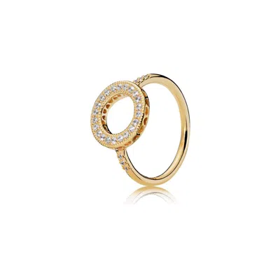 Pandora Ring In  Shine With 28 Bead-set Clear Cz In Gold